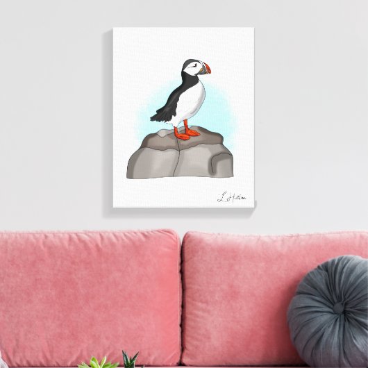 Cute Hand draw Puffin Canvas Afdruk (Insitu (Woonkamer))
