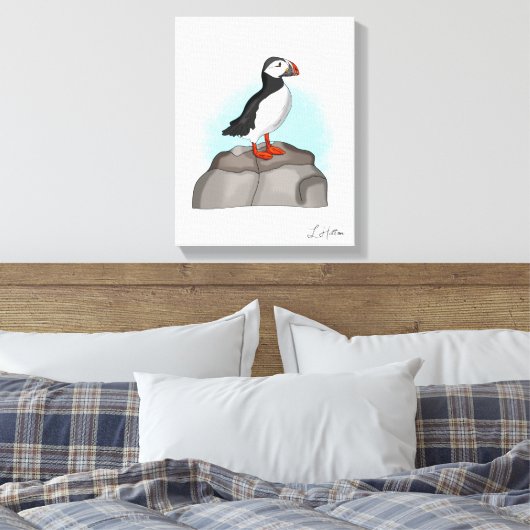Cute Hand draw Puffin Canvas Afdruk (Insitu (Slaapkamer))
