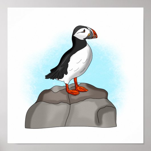 Cute Hand draw Puffin Poster (Voorkant)