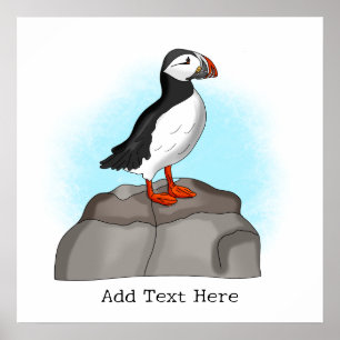 Cute Hand draw Puffin Poster