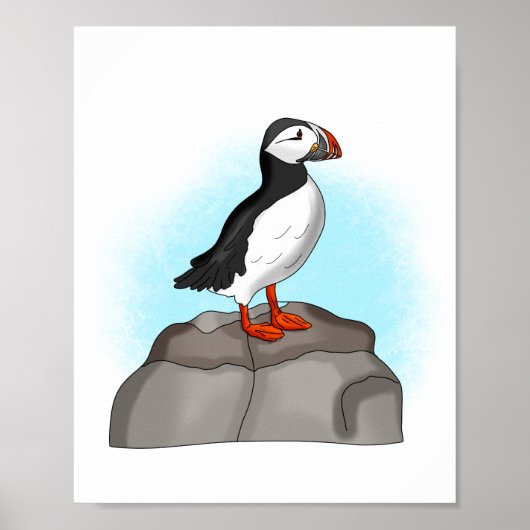 Cute Hand draw Puffin Poster (Voorkant)