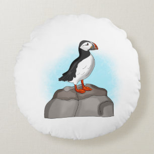 Cute Hand draw Puffin Rond Kussen