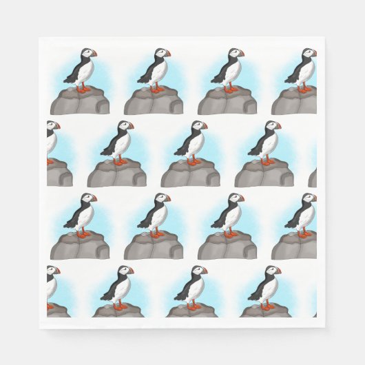 Cute Hand draw Puffin Servet (Voorkant)