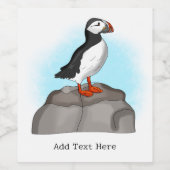 Cute Hand draw Puffin Wijn Etiket (Enkel label)