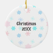 Cute Hand Drawn Blue Snowman Kerstmis Keramisch Ornament (Achterkant)