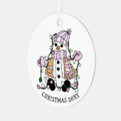 Cute Hand Drawn Blue Snowman Kerstmis Metalen Ornament (Voorkant links)