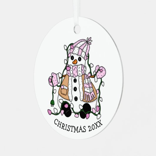 Cute Hand Drawn Blue Snowman Kerstmis Metalen Ornament (Voorkant links)