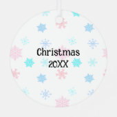 Cute Hand Drawn Blue Snowman Kerstmis Metalen Ornament (Achterkant)