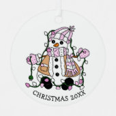 Cute Hand Drawn Blue Snowman Kerstmis Metalen Ornament (Voorkant)