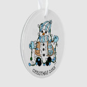 Cute Hand Drawn Blue Snowman Kerstmis Ornament (voorkant)