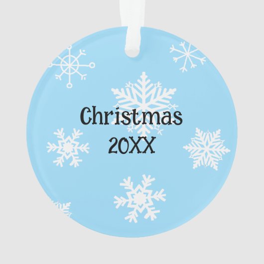 Cute Hand Drawn Blue Snowman Kerstmis Ornament (achterkant)