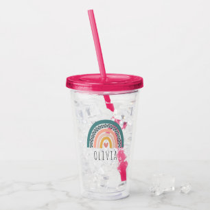 Cute Hand Drawn Boho Rainbow Gepersonaliseerd Acryl Drinkbeker