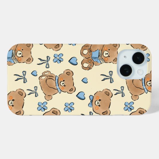 Cute Hand-drawn Brown Teddy Bears Seamless Pattern Case-Mate iPhone Case (Achterkant (horizontaal))