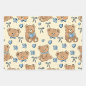 Cute Hand-drawn Brown Teddy Bears Seamless Pattern Inpakpapier Vel (Voorkant 2)