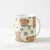 Cute Hand-drawn Brown Teddy Bears Seamless Pattern Koffiemok (Voorkant rechts)