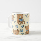 Cute Hand-drawn Brown Teddy Bears Seamless Pattern Koffiemok (Voorkant links)