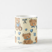 Cute Hand-drawn Brown Teddy Bears Seamless Pattern Koffiemok (Center)