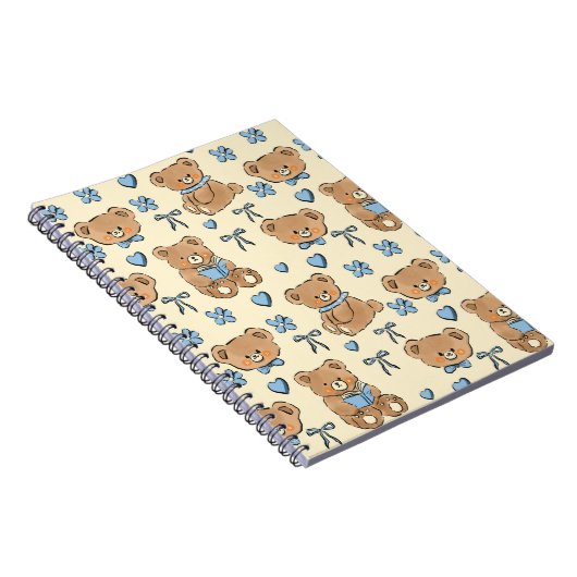 Cute Hand-drawn Brown Teddy Bears Seamless Pattern Notitieboek (Rechterzijde)
