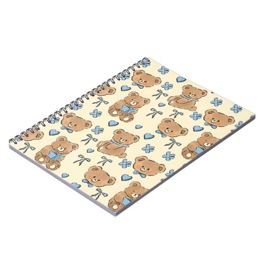 Cute Hand-drawn Brown Teddy Bears Seamless Pattern Notitieboek (Linkerzijde)