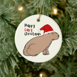 Cute Hand-Drawn Capybara Persoonlijke Kerstmis Keramisch Ornament