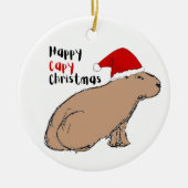 Cute Hand-Drawn Capybara Persoonlijke Kerstmis Keramisch Ornament (Voorkant)