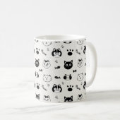 Cute Hand-drawn Cat Faces Doodle Pattern Koffiemok (Voorkant rechts)