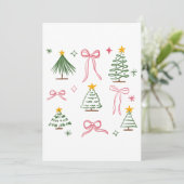 Cute Hand Drawn Christmas Trees and Bows Pattern Kaart (Staand voorkant)