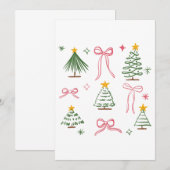 Cute Hand Drawn Christmas Trees and Bows Pattern Kaart (Voorkant / Achterkant)
