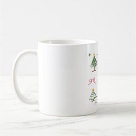 Cute Hand Drawn Christmas Trees and Bows Pattern Koffiemok