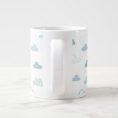 Cute Hand Drawn Cloud Pattern Grote Koffiekop (Achterkant)