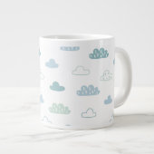 Cute Hand Drawn Cloud Pattern Grote Koffiekop (Voorkant rechts)