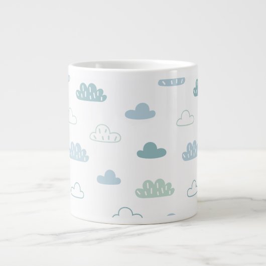 Cute Hand Drawn Cloud Pattern Grote Koffiekop (Voorkant)