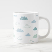 Cute Hand Drawn Cloud Pattern Grote Koffiekop (Rechts)