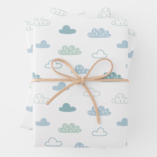 Cute Hand Drawn Cloud Pattern Inpakpapier Vel (In situ)