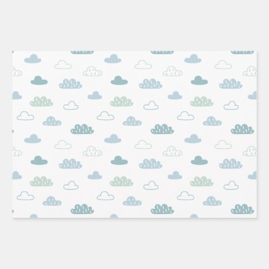 Cute Hand Drawn Cloud Pattern Inpakpapier Vel (Voorkant)