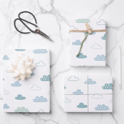Cute Hand Drawn Cloud Pattern Inpakpapier Vel (Voorkant)