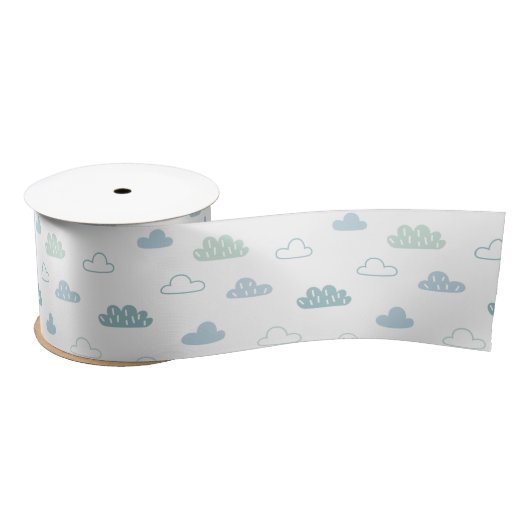Cute Hand Drawn Cloud Pattern Satijnen Lint (Spoel)