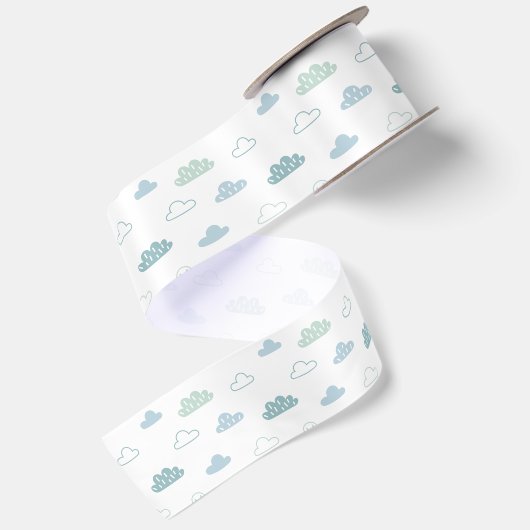 Cute Hand Drawn Cloud Pattern Satijnen Lint (Achterkant)