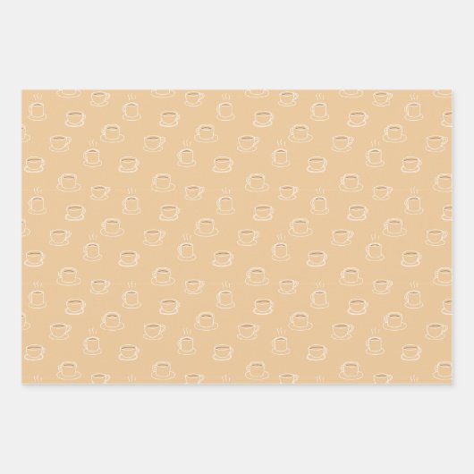 Cute Hand Drawn Coffee Cup Patroon Inpakpapier Vel (Voorkant 2)