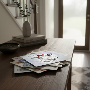 Cute Hand Drawn Cow Bandana Moving Announge Briefkaart