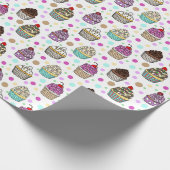 Cute Hand Drawn Cupcakes Whimsical Cadeaupapier (Hoek)