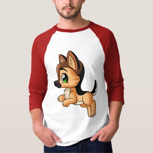 Cute Hand Drawn Dog Unisex 3/4 Sleeve Baseball T-s T-shirt (Voorkant)