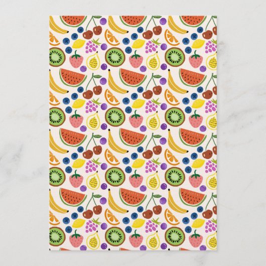 Cute Hand-drawn Doodle Fruits Seamless Pattern Kaart (Voorkant)