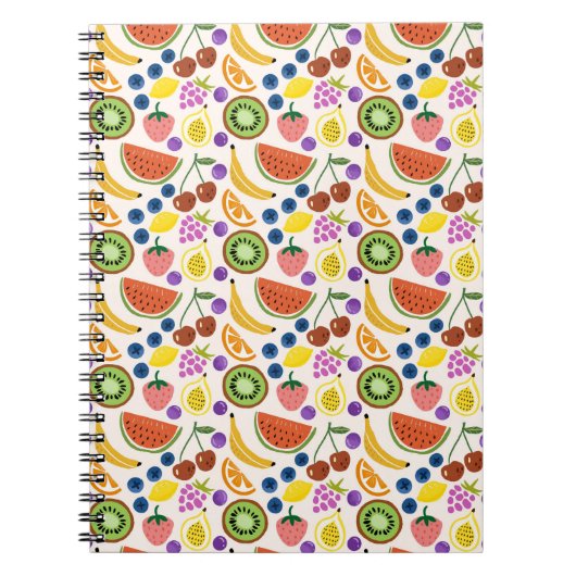 Cute Hand-drawn Doodle Fruits Seamless Pattern Notitieboek (Voorkant)