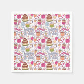 Cute Hand Drawn Doodle Fun Happy Birthday  Servet (Voorkant)