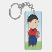 Cute Hand Drawn Dutch Boy Fisherman Waterverf Sleutelhanger (Voorkant Links)