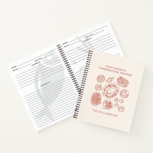 Cute Hand-Drawn Family Name Thanksgiving Recipe Notitieboek (Binnen)