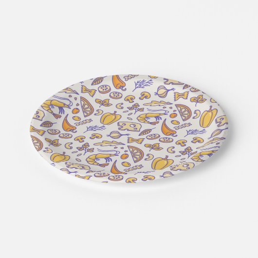 Cute Hand Drawn Food Restaurant Pattern Papieren Bordje (Gekanteld)