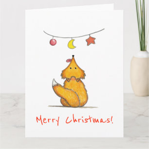 Cute Hand Drawn Fox/Merry Kerstmis Kaart