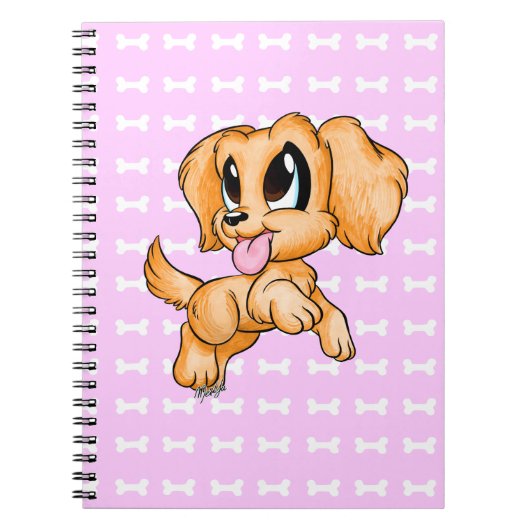 Cute Hand Drawn Golden Retriever Dog Pink-laptop Notitieboek (Voorkant)